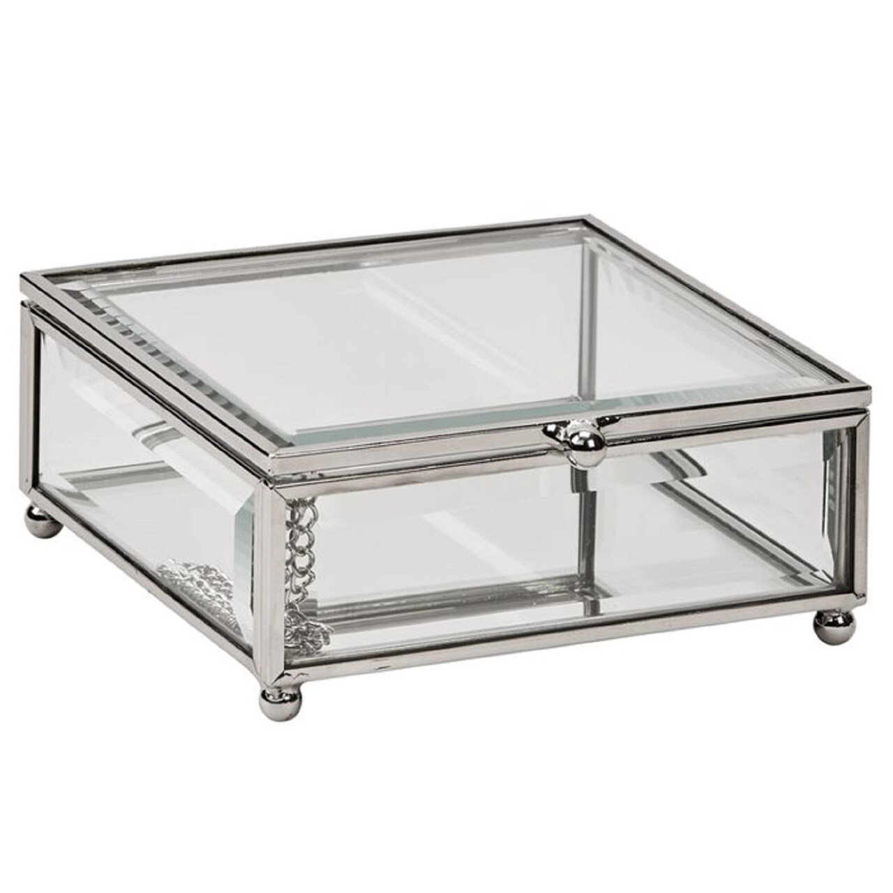 Contemporary Home Living 4.75" Square Transparent Glass Hinged Box
